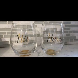 His & hers stemless wine glasses